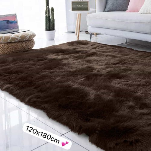 Tapis shaggy en fausse fourrure grise 120x180 cm 2