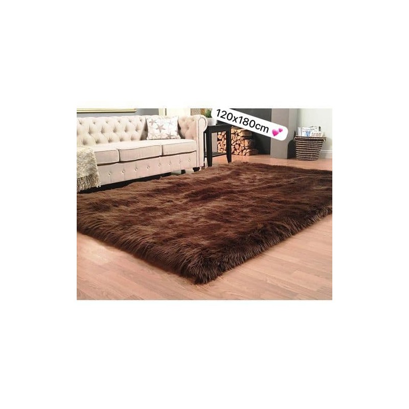 Tapis shaggy en fausse fourrure grise 120x180 cm