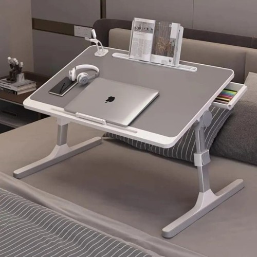 Table de lit pliable et réglable pour ordinateur portable – Bureau ergonomique avec rangement intégré