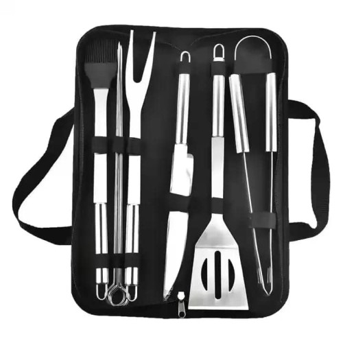 Mallette d’Ustensiles de Barbecue en Acier Inoxydable – Kit Complet 9 Pièces avec Sac de Transport