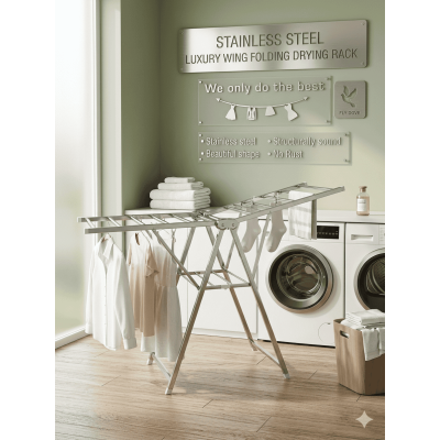 Étendoir à Linge Pliable en Acier Inoxydable – Séchoir