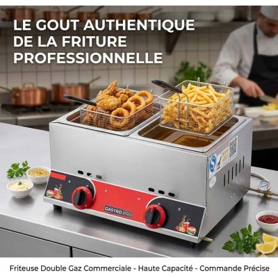 Friteuse à Gaz Professionnelle Double Bac – Haute Performance pour Restauration