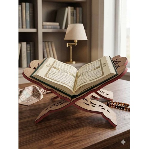 Support en Bois Sculpté –  Pliable Traditionnel pour Coran et Livres