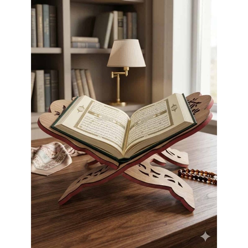 Support en Bois Sculpté –  Pliable Traditionnel pour Coran et Livres