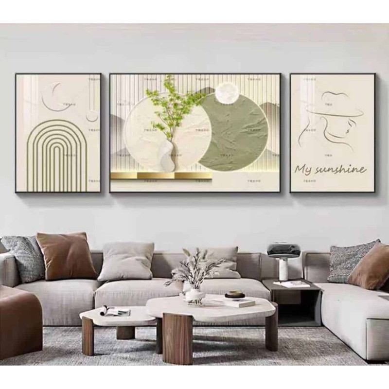 Tableaux Triptyques Modernes – Ensemble de 3 Cadres Muraux Abstraits et Contemporains