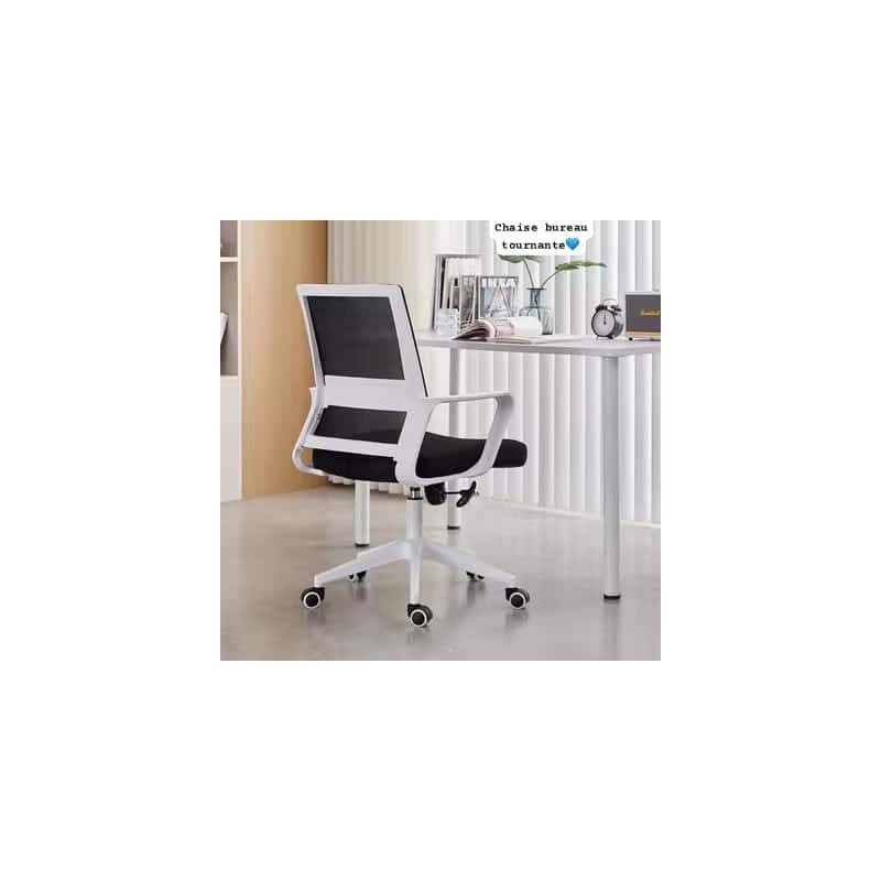 Chaise de Bureau Tournante Ergonomique – Siège en Mesh Respirant Blanc et Noir