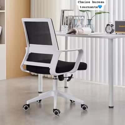 Chaise de Bureau Tournante Ergonomique – Siège en Mesh Respirant Blanc et Noir