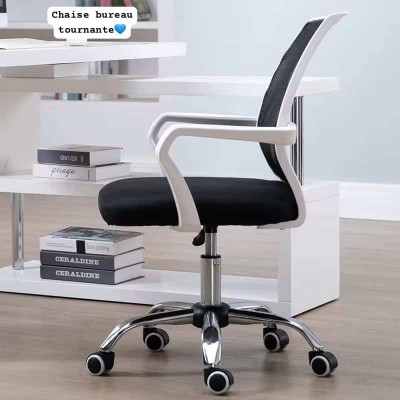 Chaise de Bureau Tournante Ergonomique – Siège en Mesh Respirant Blanc et Noir