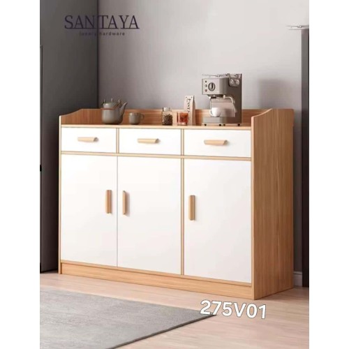 Buffet de Cuisine Moderne 120cm - Meuble de Rangement Micro-ondes Effet Bois 2