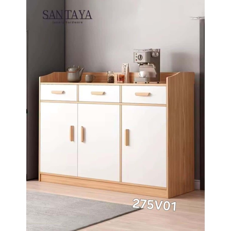 Buffet de Cuisine Moderne 120cm - Meuble de Rangement Micro-ondes Effet Bois