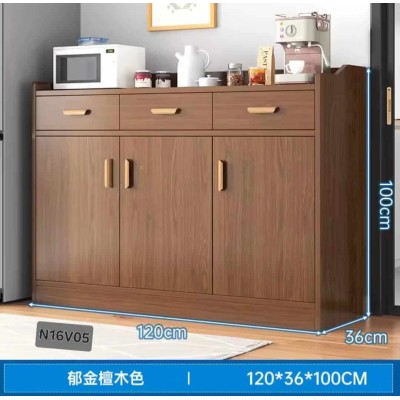 Buffet de Cuisine Moderne 120cm - Meuble de Rangement Micro-ondes Effet Bois