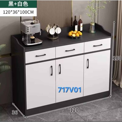Buffet de Cuisine Moderne 120cm - Meuble de Rangement Micro-ondes Effet Bois