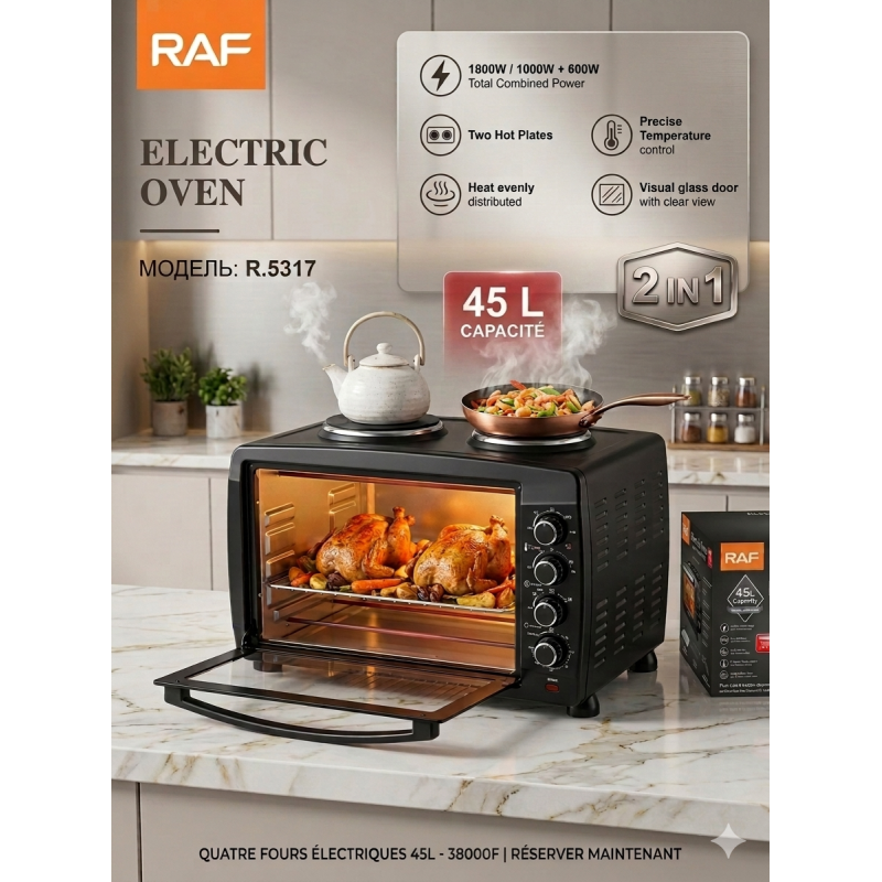 Four  multifonctions avec avec 2 plaques chauffantes 45L