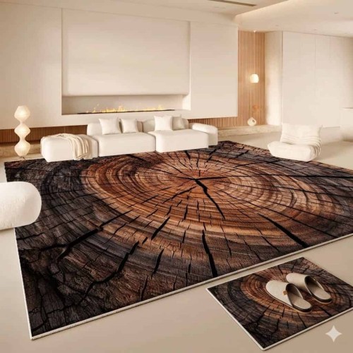 Tapis de Salon Effet Relief 3D avec Petit Tapis Chic 2