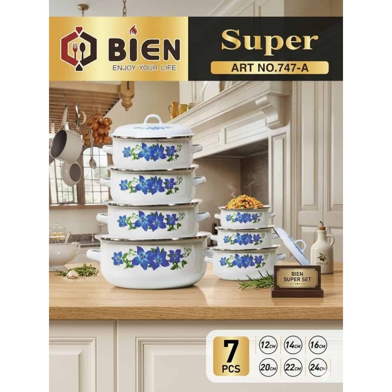 Batterie de Cuisine Émaillée BIEN – 7 Faitouts