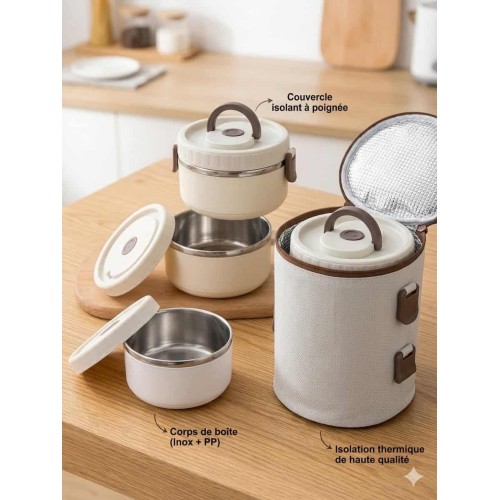 Sac Isotherme et Bento Box Thermique 3 Boites – Le Set Déjeuner Élégant 2