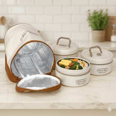 Sac Isotherme et Bento Box Thermique 3 Boites – Le Set Déjeuner Élégant