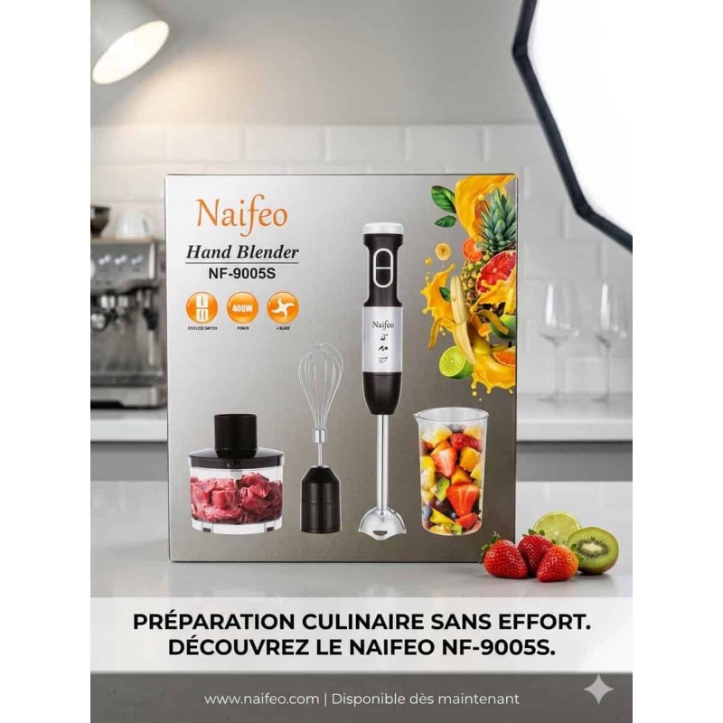 Mixeur Plongeant Multifonction – Pack Complet  pour Hacher, Mixer, Fouetter et Émulsionner