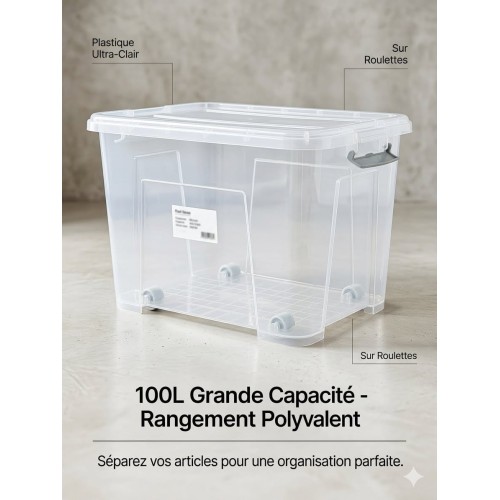 Boîte de Rangement Transparente 100 L