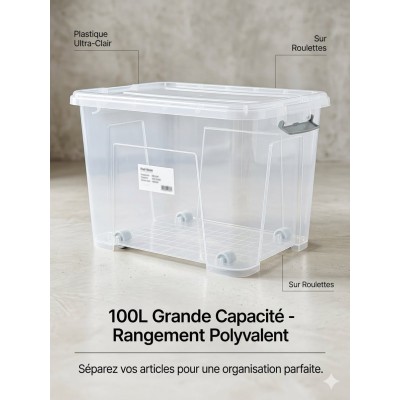 Boîte de Rangement Transparente 100 L