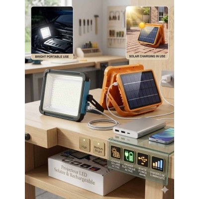 Projecteur LED Rechargeable Solaire et Électrique : La Double Alimentation Intelligente