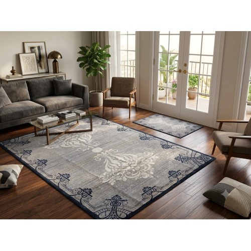 Tapis de Salon Effet Relief 3D avec Petit Tapis Chic