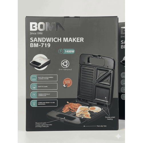Appareil à Sandwich et Croque-Monsieur 3-en-1 BOMN 1400W