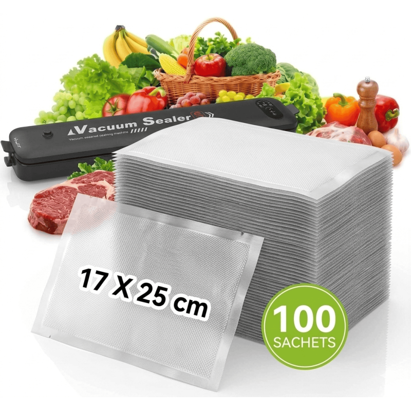 100 Sacs Sous Vide Gaufrés 17x25 cm - Conservation Top