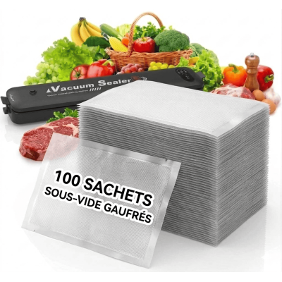 100 Sacs Sous Vide Gaufrés 17x25 cm - Conservation Top