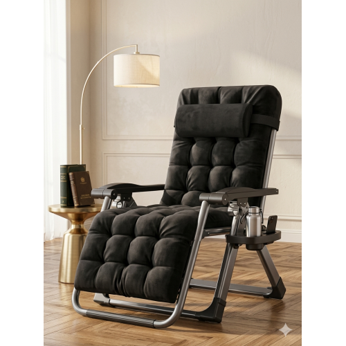 Fauteuil Inclinable Pliable 5 Positions – Chaise Longue de Camping avec Matelas Confortable