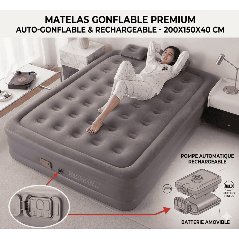 Matelas Gonflable  Électrique 200x150x40cm