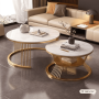 Table Basse Gigogne Effet Marbre & Or