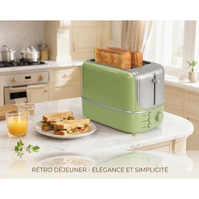 Grille-Pain Rétro Double Fente 800W