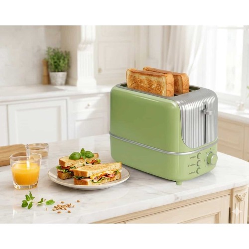 Grille-Pain Rétro Double Fente 800W 2