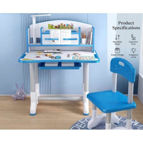 Bureau et Chaise Enfant Réglable Bleu | Mobilier Scolaire