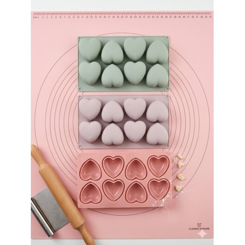 Moule Silicone 8 Cavités Cœur 3D  Matériel Pâtisserie