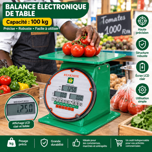 Balance Électronique 100 kg avec Plateau Métallique | Professionnelle