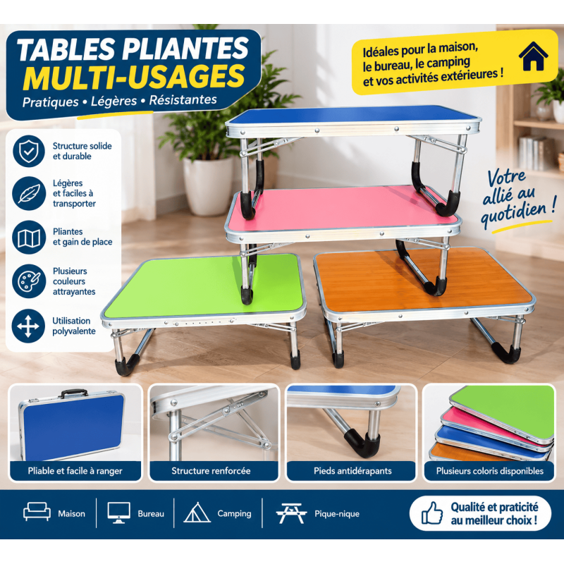 Table Pliante Multi-Usage – Portable, Pratique et Facile à Ranger