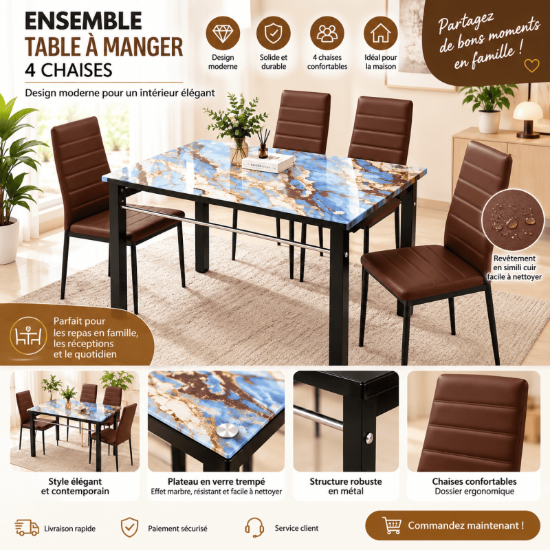 Table à Manger avec 6 Chaises – Ensemble Salle à Manger Moderne