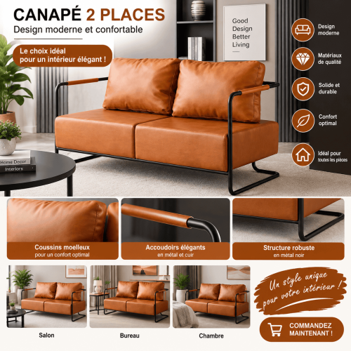 Canapé 2 Places  Moderne – Élégant, Confortable et Robuste 2