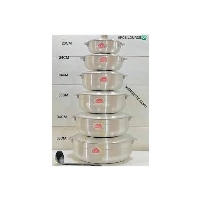 Ensemble Marmites  Aluminium 6 Pièces