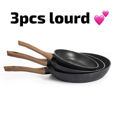 Lot de 3 poêles  antiadhésives  pour cuisine 24 cm, 26 cm et 28 cm