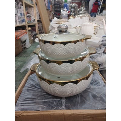 Bols en céramique avec couvercle  Soupière 3PCS