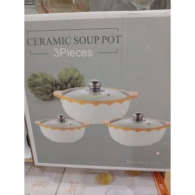 Bols en céramique avec couvercle  Soupière 3PCS