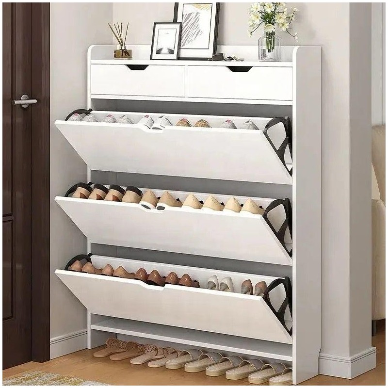 Meuble de Rangement à Chaussures blanc en bois