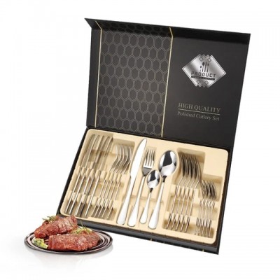 Couverts 24 pièces en acier inoxydable motifs argentes