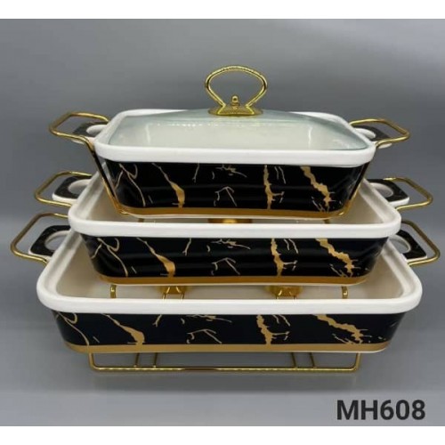 Set De Chafing Dish Buffet, Céramique 3 pcs