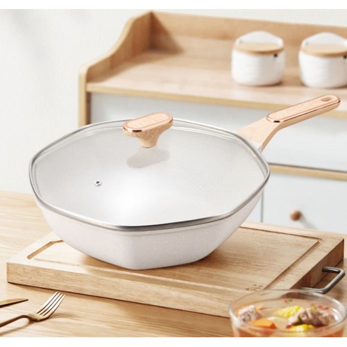 Poêle Wok inoxydable 32cm poignée  anti-brûlure