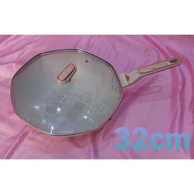Poêle Wok inoxydable 32cm poignée  anti-brûlure