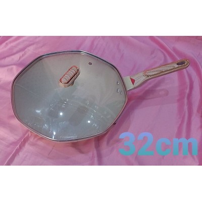 Poêle Wok inoxydable 32cm poignée  anti-brûlure